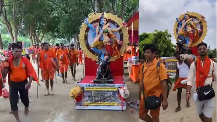 श्रावणी मेला: कोलकाता से आए भक्तों की टोली 170 किलो का कांवड