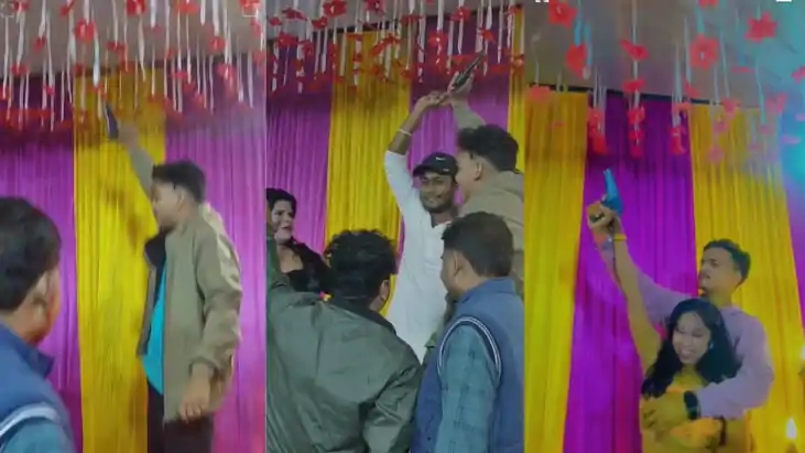 Bhojpur Chaos Dancer Grooves with Gun to Bhojpuri Beats Poli