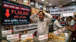 सोने के सिक्के और गिरता हुआ ग्राफ - Gold Price Drop News.