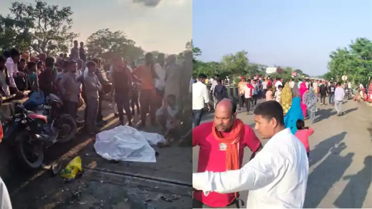 ट्रक की टक्कर से दादी-पोते की मौत, आक्रोशित ग्रामीणों ने NH-