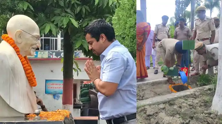 गांधी जयंती पर डीएम-एसपी ने राष्ट्रपिता को अर्पित की श्रद्धा