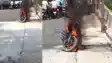 Katihar Bike Fire Two Narrowly Escape as Moving Bike Catches Fire