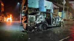 moving CNG car burst into flames Nexon worth Rs 12 lakh burned to ashes