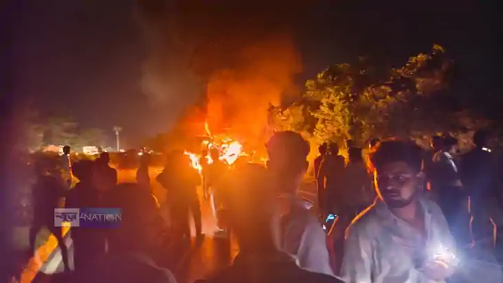 Two Trucks Catch Fire After Fierce Collision in Motihari