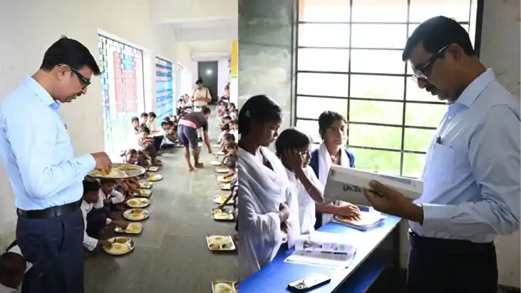 जमुई डीएम ने शिक्षक बन बच्चों को पढ़ाया, मध्याह्न भोजन का लि