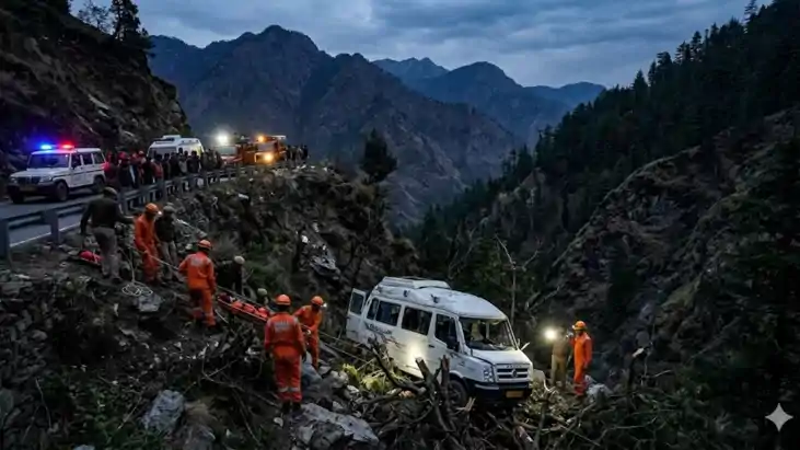 कुल्लू के बंजार में भीषण सड़क हादसा, खाई में गिरी पर्यटकों क