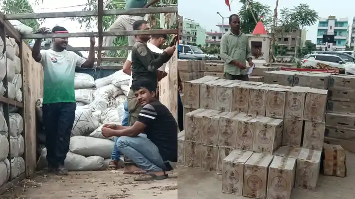 पटना में 75 लाख की अवैध अंग्रेजी शराब बरामद, लकड़ी के बुरादे