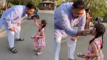Tejashwi Yadav Plays Holi with Daughter Katyayani 