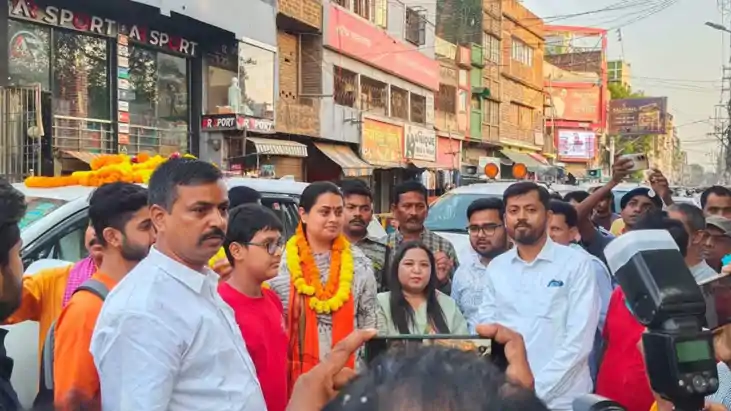 नवादा में मंत्री श्रेयसी सिंह का जोरदार स्वागत, खिलाड़ियों न