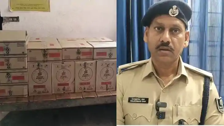 भोजपुर में  एक घर से बरामद हुआ लाखों रुपये मूल्य का अंग्रेजी