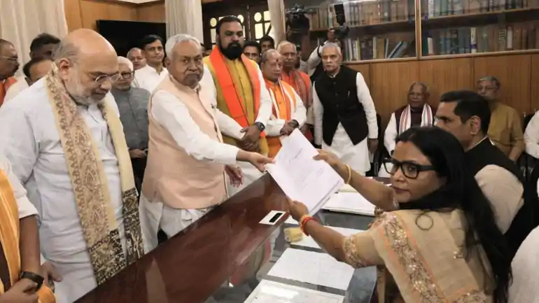 Nitish Kumar files nomination papers for Rajya Sabha 