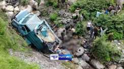 CRPF bus falls into a ditch  