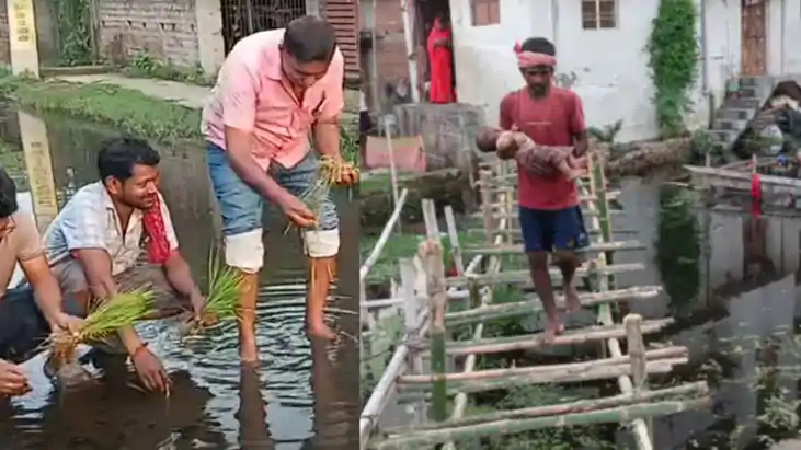 Mokama Flood Fury Paddy Protest Over Severe Waterlogging