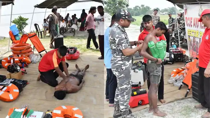 आगामी बाढ़ को लेकर अलर्ट: कोसी तटबंध पर एसएसबी ने किया आपदा 