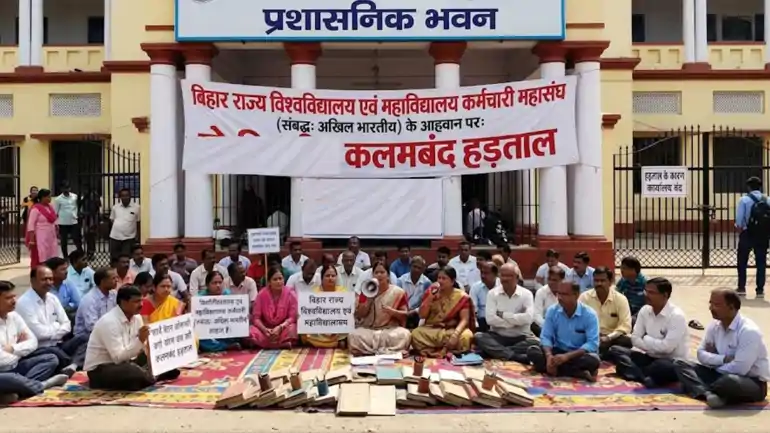 pen-down strike by non-teaching staff in bihar universities and colleges