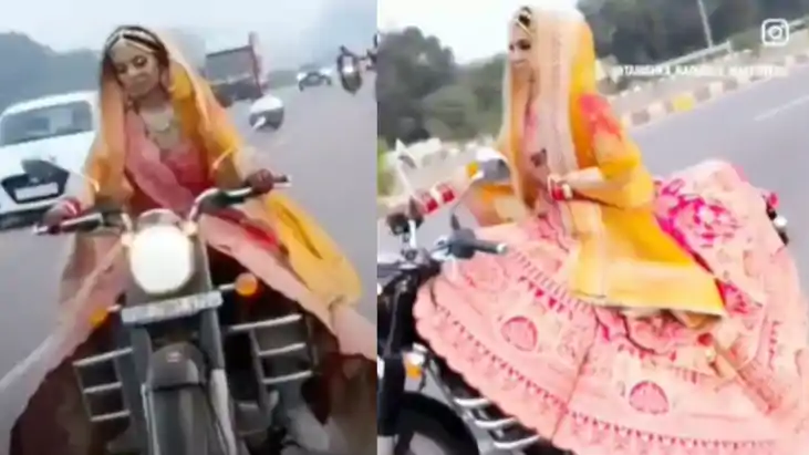 दुल्हन ने बुलेट पर सवार होकर किया ऐसा काण्ड ... अब ताबड़तोड़ त