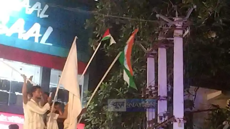 Palestinian flag waved in Tajia Palestinian flag waved in Tajia