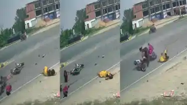Bihar Road Accident : गोपालगंज में तेज रफ्तार का कहर, हाईवे पर दो बाइकों के बीच आमने-सामने भीषण भिड़ंत, हवा में उछलकर दूर गिरे सवार