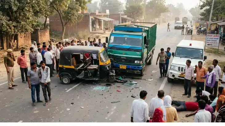 maner danapur road accident auto truck collision