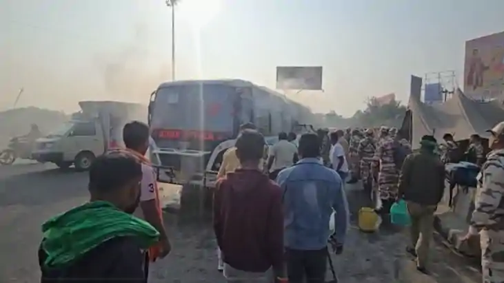 ITBP bus catches fire