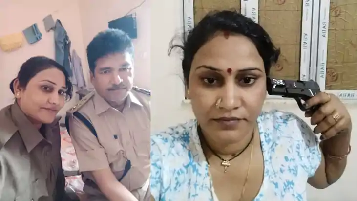 Bihar Crime News : सरकारी पिस्टल के साथ महिला की तस्वीर सोशल Bihar Crime News : सरकारी पिस्टल के साथ महिला की तस्वीर सोशल