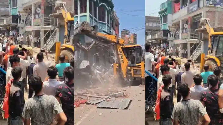 नवादा के कौआकोल बाजार में चला प्रशासन का बुलडोजर, जेपी चौक स