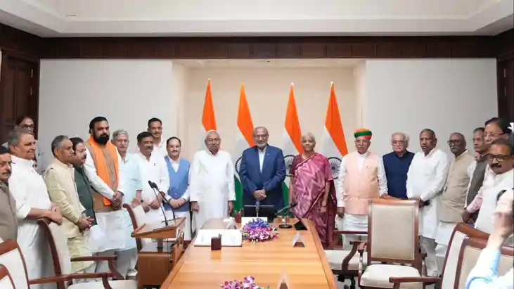 Nitish Kumar takes oath in Rajya Sabha