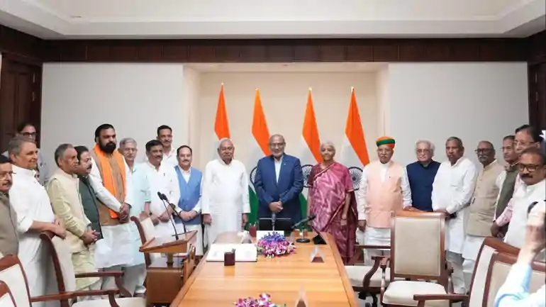 Nitish Kumar takes oath in Rajya Sabha