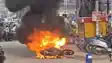 Bike Catches Fire Mid Road in Patna Rider Jumps Off to Save Life