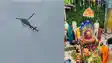 Flowers Showered From Helicopter at Muzaffarpur Baba Garibnath Temple