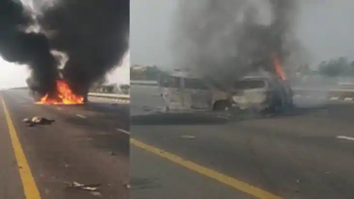 पूर्वांचल एक्सप्रेस-वे पर हाहाकार: पानी पीने रुकी कार बनी 'आ