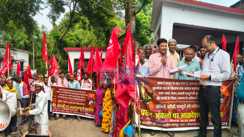 bikram cpim protest bdo demands land pension