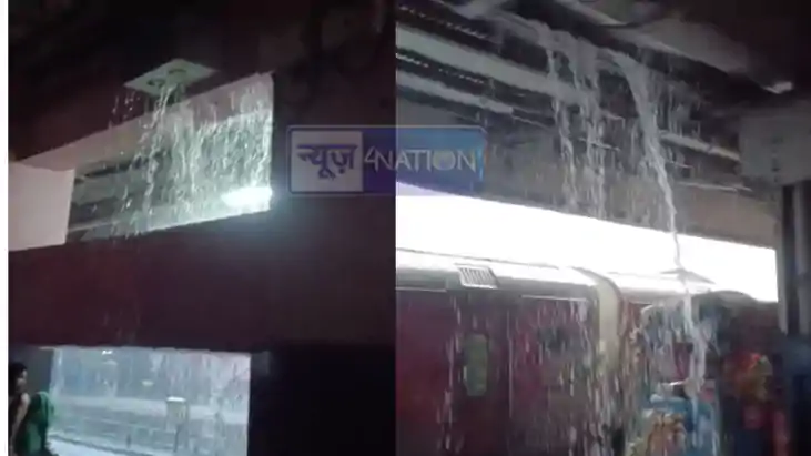 katihar railway station heavy rain waterlogging platform lea