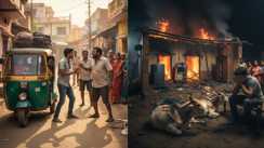 ऑटो ड्राइवर को सवारी को मना करना पड़ा भारी,पिटाई के बाद घर में लगाई आग,लाखों का नुकसान