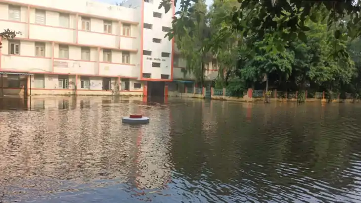 वीर कुंवर सिंह विश्वविद्यालय परिसर में जलजमाव से बढ़ी परेशान