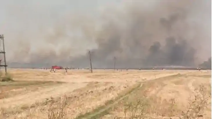 सासाराम में भीषण आग का तांडव: 100 बीघा गेहूं की फसल जलकर राख