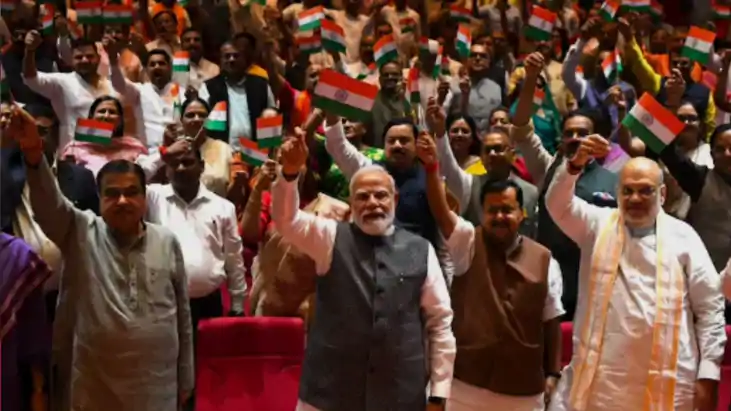 NDA MPs Wave Tricolour at Mangal Milan Chant Vande Mataram