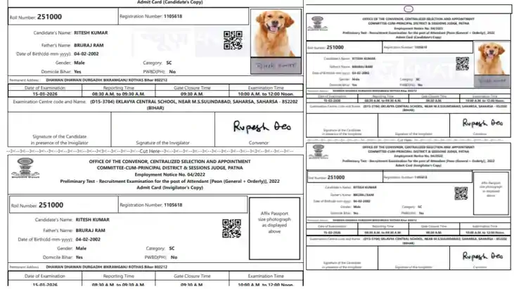 Dog Photo on Admit Card Candidate Missing Sparks Row