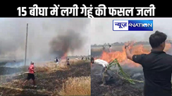 गेहूं के खड़ी फसल में लगी आग, 15 बीघा गेहूं जलकर हुआ राख, किसानों ने सरकार से मुआवजे की मांग