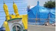 Mosques covered with tarpaulin 