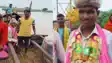Ganga groom floating in flood wedding procession 