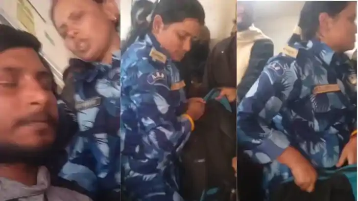 ट्रेन में महिला पुलिसकर्मी की 'दबंगई': सीट विवाद में यात्री 