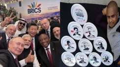 भोज की पत्तल बनी कैनवास, मधुरेंद्र कुमार ने ट्रायंगल में उकेरे BRICS नेताओं के चित्र