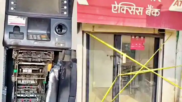 rohtas kochas axis bank atm loot 32 lakh gas cutter