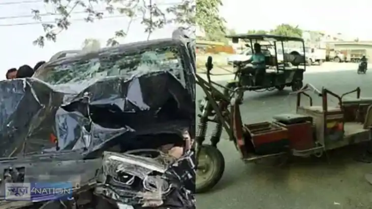 ACCIDENT NEWS - तेज रफ्तार स्कॉर्पियो और ई-रिक्शा में हुई टक