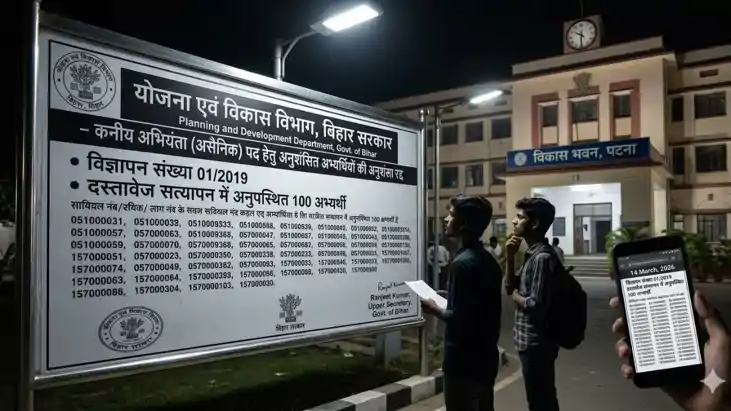 बिहार में कनीय अभियंता भर्ती पर बड़ी कार्रवाई: 100 अभ्यर्थिय