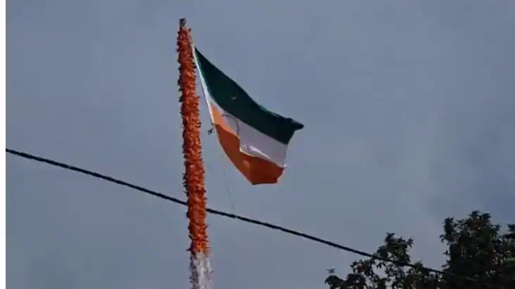 Reverse flag hoisting Ekma Nagar Panchayat
