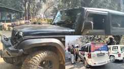 थार ने पुलिस वाहन को ठोका 