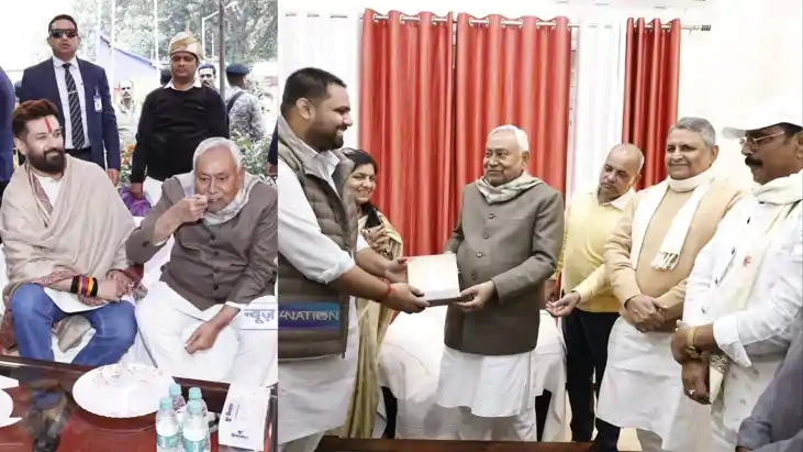 Nitish Kumar attended the Dahi-Chuda feast