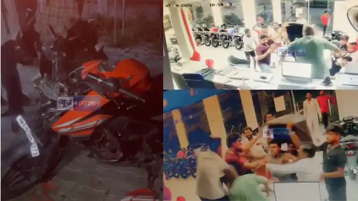 gaurichak bike showroom fight cctv footage viral